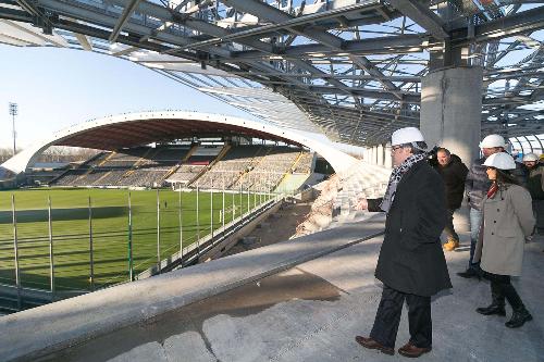 Debora Serracchiani (Presidente Regione Friuli Venezia Giulia) in sopralluogo ai lavori del nuovo Stadio Friuli - Udine 19/01/2015
