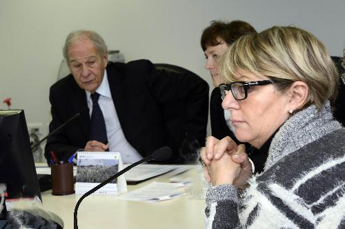 Ettore Romoli (Sindaco Gorizia, presidente CAL) e Maria Sandra Telesca (Assessore regionale Salute) durante la seduta del Consiglio delle Autonomie Locali (CAL) - Udine 22/01/2015