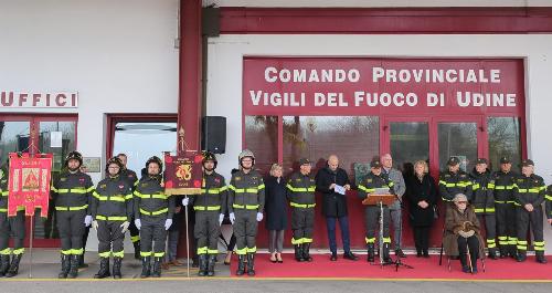 L'assessore Barbara Zilli a Udine durante la cerimonia a memoria dei Martiri delle Foibe e di Arnaldo Harzarich nella sede del Comando dei Vigili del fuoco di Udine