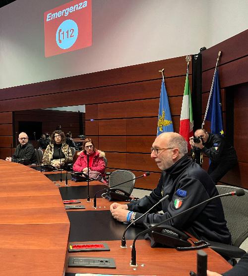 L'assessore regionale con delega alla Protezione civile del Friuli Venezia Giulia, Riccardo Riccardi, alla Giornata europea celebrativa del Numero