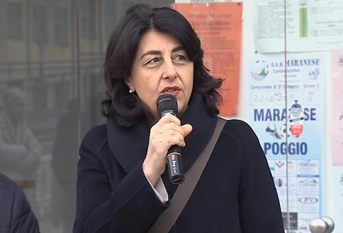 Mariagrazia Santoro (Assessore regionale Pianificazione territoriale e Lavori pubblici) alla cerimonia di consegna dei lavori per il dragaggio dei canali prospicienti l'abitato di Marano - Marano Lagunare 21/02/2015