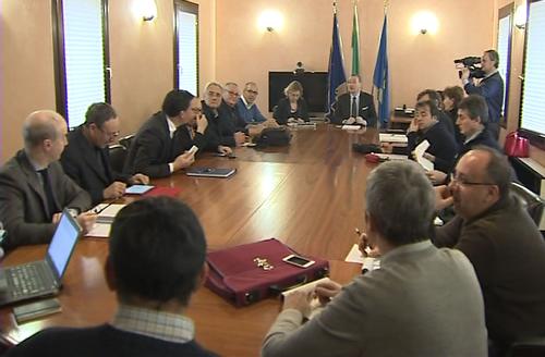 Sergio Bolzonello (Vicepresidente Regione FVG e assessore Attività produttive e Cooperazione) alla riunione del Tavolo sull'attività della Cooperativa Ceramiche Idealscala a Orcenico di Zoppola - Pordenone 02/03/2015