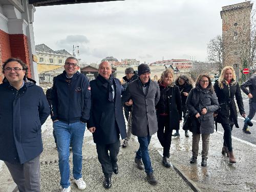 L'assessore Pierpaolo Roberti (secondo da sinistra) assieme al sindaco Roberto Dipiazza all'inaugurazione della bretella di Porto Vecchio a Trieste