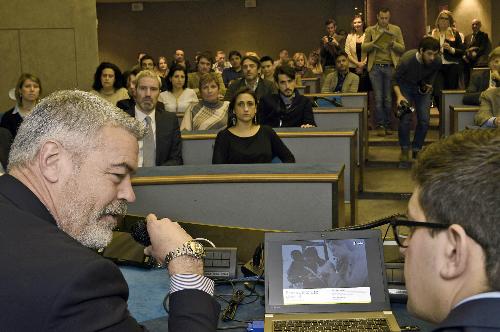 Paolo Panontin (Assessore regionale Autonomie locali e Coordinamento Riforme) e Simone Puksic (Presidente Insiel S.p.A.) alla presentazione del nuovo portale di Insiel S.p.A. - Trieste 02/04/2015