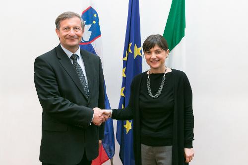 Karl Viktor Erjavec (Vicepremier e ministro Affari Esteri Repubblica di Slovenia) e Debora Serracchiani (Presidente Regione Friuli Venezia Giulia) - Trieste 07/04/2015
