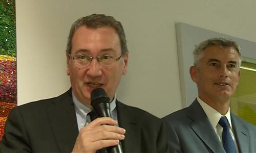 Sergio Bolzonello (Vicepresidente Regione FVG e assessore Attività produttive) e Paolo Bordon [Direttore generale Azienda Assistenza Sanitaria (AAS) n. 5 "Friuli Occidentale"] all'inaugurazione del reparto di Ostetricia dell'Ospedale Santa Maria degli Angeli - Pordenone 21/04/2015