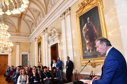 L'assessore Fabio Scoccimarro interviene nel corso della seconda giornata degli Stati Generali per lo sviluppo sostenibile dell'Alto Adriatico e dell'Europa centrale a Trieste.