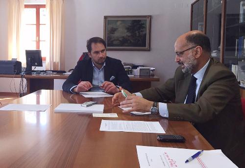 Cristiano Shaurli (Assessore regionale Risorse agricole e forestali) e Paolo Stefanelli (Direttore generale ERSA - Agenzia regionale per lo sviluppo rurale) - Pozzuolo del Friuli 28/05/2015