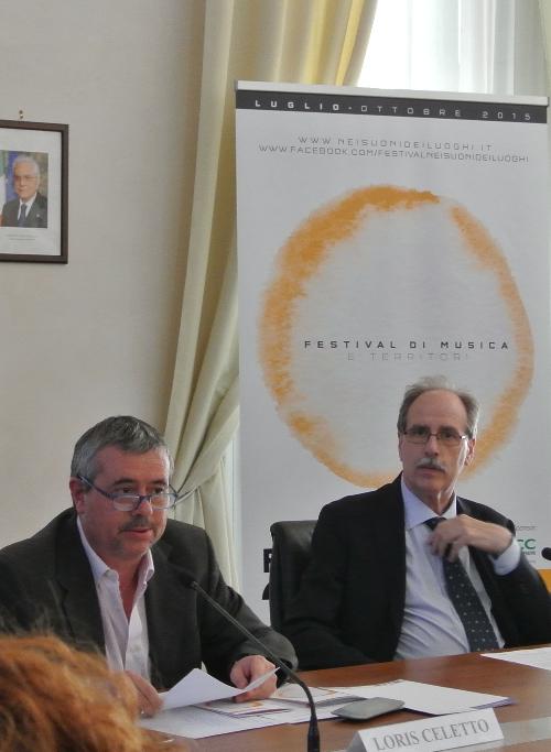 Loris Celetto (Direttore generale Associazione Progetto Musica) e Gianni Torrenti (Assessore regionale Cultura) alla presentazione della XVII edizione del Festival di musica e territori "Nei Suoni Dei Luoghi" - Trieste 02/07/2015