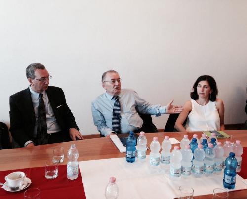 Sergio Bolzonello (vicepresidente Friuli Venezia Giulia e assessore Attività produttive) e Giorgio Squinzi (presidente nazionale Confindustria) – Ronchi dei Legionari 07/07/2015