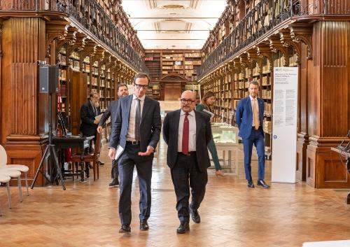 Il governatore della Regione Massimiliano Fedriga insieme al ministro della Cultura Gennaro Sangiuliano nel corso dell'incontro svoltosi oggi a Roma.
