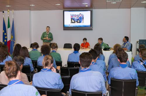 Debora Serracchiani (Presidente Regione Friuli Venezia Giulia) saluta la delegazione degli Scout del FVG che dal 27 luglio all'8 agosto prossimi prenderà parte in Giappone al terzo World Scout Jamboree - Udine 17/07/2015