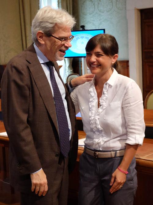 Debora Serracchiani (Presidente Regione Friuli Venezia Giulia) e Claudio De Vincenti (Sottosegretario Presidenza Consiglio Ministri), a Palazzo Chigi - Roma 07/08/2015