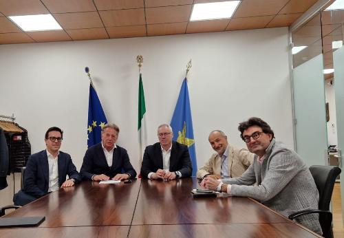 Una fase della conferenza stampa svoltasi oggi a Udine alla presenza dell'assessore regionale per la Difesa dell'ambiente Fabio Scoccimarro e il Presidente del Consiglio regionale Mauro Bordin