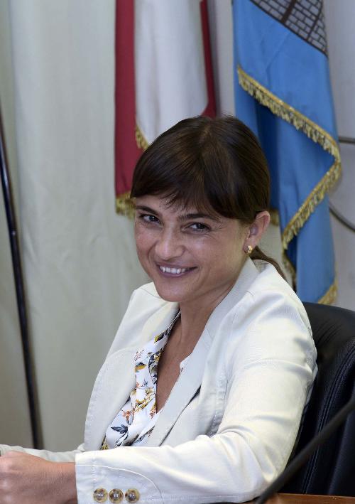 Debora Serracchiani (Presidente Regione Friuli Venezia Giulia) alla conferenza stampa d'illustrazione del Piano di Emergenza / Urgenza della Regione FVG - Trieste 28/08/2015