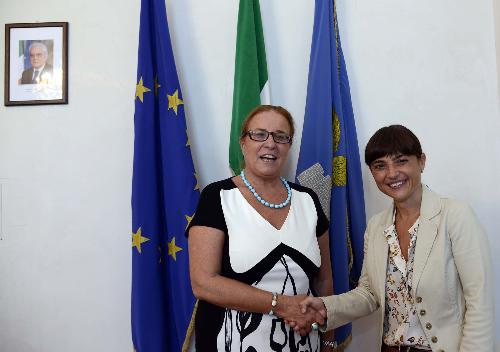 Isabella Alberti (Prefetto Gorizia) e Debora Serracchiani (Presidente Regione Friuli Venezia Giulia), nella sede della Regione FVG - Trieste 28/08/2015