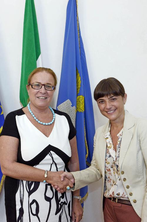 Isabella Alberti (Prefetto Gorizia) e Debora Serracchiani (Presidente Regione Friuli Venezia Giulia), nella sede della Regione FVG - Trieste 28/08/2015