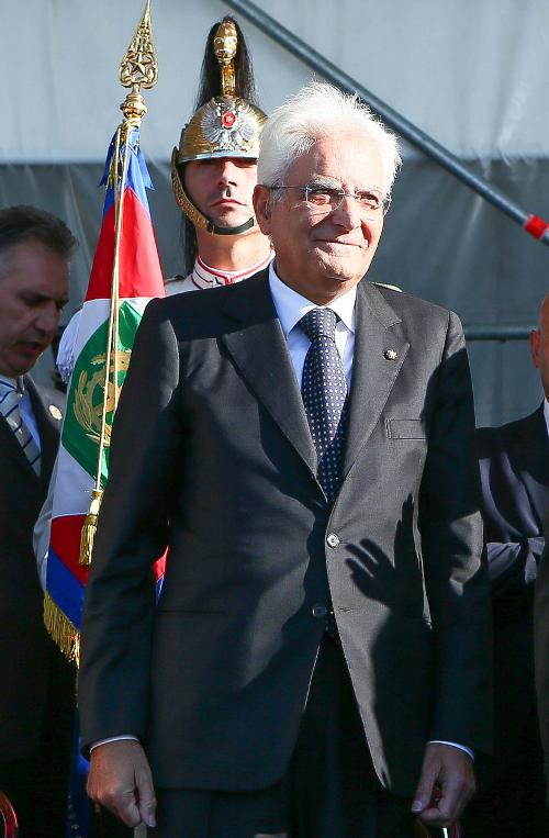 Sergio Mattarella (Presidente Repubblica Italiana) alla celebrazione del 55° anniversario della Pattuglia Acrobatica Nazionale (PAN) "Frecce Tricolori" - Base Aerea Militare di Rivolto 06/09/2015