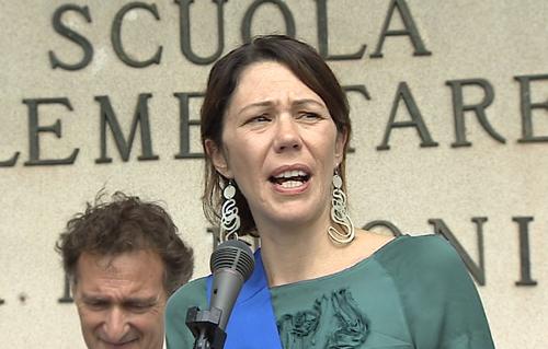 Ilaria Cecot (Assessore Istruzione Provincia Gorizia) all'inaugurazione della ristrutturazione e dell'ampliamento della scuola primaria Alessandro Manzoni - Mariano 18/09/2015