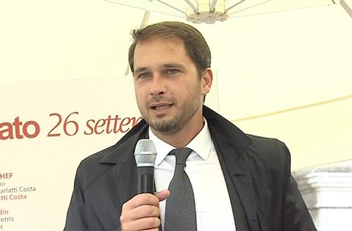 Cristiano Shaurli (Assessore regionale Risorse agricole e forestali) all'inaugurazione della XII edizione di "Gusti di Frontiera" - Gorizia 24/09/2015