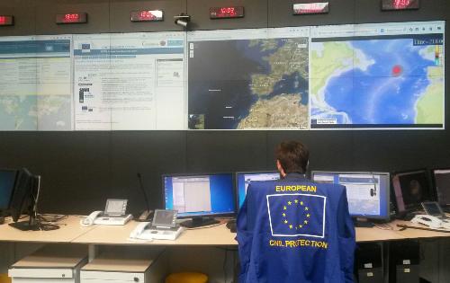 Sala Operativa del Centro di coordinamento della risposta alle emergenze (ERCC) del Dipartimento aiuti umanitari e protezione civile della Commissione Europea (ECHO) - Bruxelles 09/10/2015