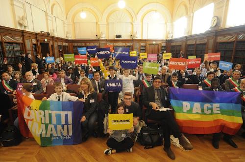 Platea alla Conferenza nazionale Giovani Costruttori di Pace, nella Sala Koch del Senato - Roma 22/10/2015 (Foto Roberto Brancolini)