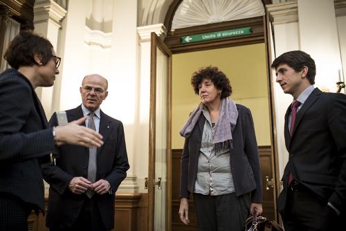 Mario Greco (Group ceo Generali) e Loredana Panariti (Assessore regionale Ricerca e Università) in occasione dell'accordo siglato tra il Gruppo Generali e The "Abdus Salam" International Centre for Theoretical Physics (ICTP) [Centro internazionale di Fisica teorica] - Trieste 29/10/2015 (Foto Giuliano Koren Gruppo Generali)