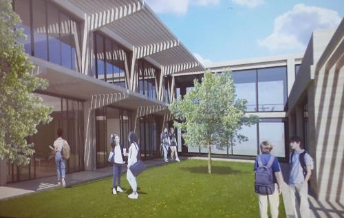 Un rendering del progetto del nuovo campus di Gorizia, vinto dallo studio Recs Architects di Parma