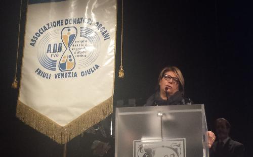 Maria Sandra Telesca (Assessore regionale Salute) alla Giornata della Riconoscenza, organizzata dall'Associazione Donatori Organi (ADO) del FVG - Udine 28/11/2015