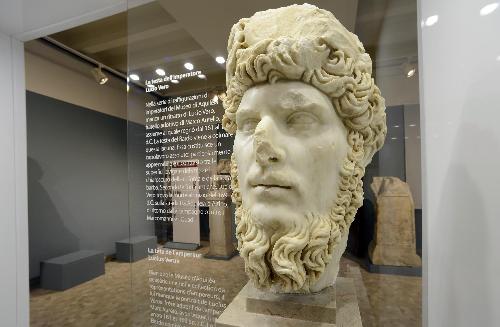 Testa dell'imperatore Lucio Vero esposta alla mostra "Il Bardo ad Aquileia", al Museo Archeologico Nazionale - Aquileia 05/12/2015