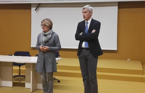 Maria Sandra Telesca (Assessore regionale Salute) e Paolo Bordon (Direttore generale Azienda Assistenza Sanitaria n. 5 "Friuli Occidentale") all'inaugurazione di una prima parte di lavori di ristrutturazione dell'Ospedale - Maniago 09/12/2015