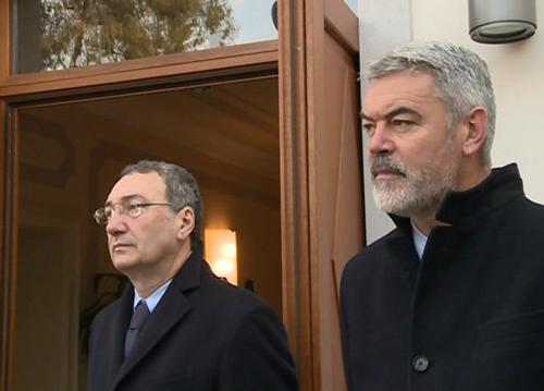 Sergio Bolzonello (Vicepresidente Regione FVG) e Paolo Panontin (Assessore regionale Autonomie locali) all'inaugurazione dei lavori di riqualificazione del Palazzo Burovich de Zmajevich, sede del Comune - Casarsa della Delizia 12/12/2015