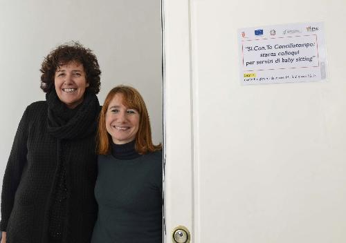 Loredana Panariti (Assessore regionale Pari Opportunità e Politiche giovanili) e Antonella Grim (Assessore Educazione Comune Trieste) all'inaugurazione dello "Sportello Info Servizi Educativi 0/3 anni - Baby Sitter - Si.Con.Te Conciliatempo" inaugurato oggi nel Palazzo dell'Anagrafe del Comune - Trieste 19/01/2016