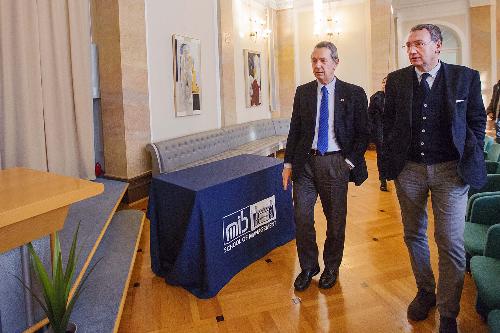 Vladimir Nanut (Direttore MIB) e Sergio Bolzonello (Vicepresidente Regione FVG e assessore Attività produttive) al MIB School of Management - Trieste 21/01/2016 (Foto Marino Sterle)
