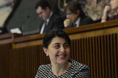 Mariagrazia Santoro (Assessore regionale Infrastrutture e Territorio) nell'Aula del Consiglio regionale - Trieste 01/02/2016