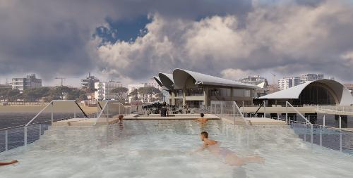 Un rendering a lavori ultimati di Terrzza a mare di Lignano