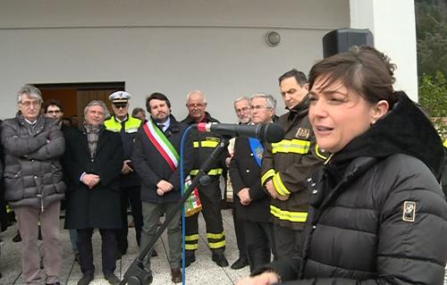 Debora Serracchiani (Presidente Regione Friuli Venezia Giulia) all'inaugurazione dei lavori di manutenzione straordinaria della Caserma dei Vigili del Fuoco - Tolmezzo 16/02/2016