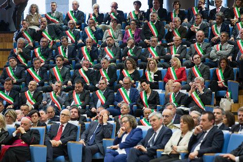 Sindaci del FVG alla seduta straordinaria del Consiglio regionale del Friuli Venezia Giulia, nell'Auditorium della Regione - Udine 06/05/2016