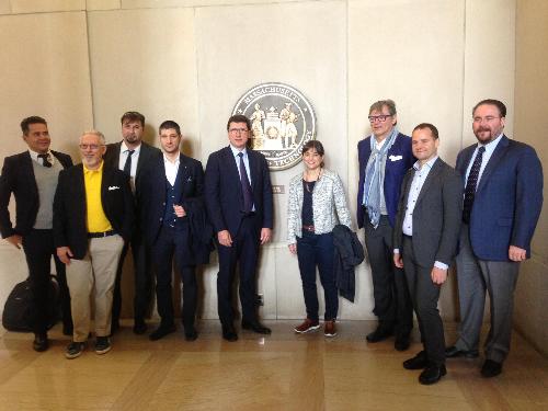 La delegazione del Friuli Venezia Giulia, accompagnata da Nicola De Santis (Console generale d'Italia a Boston), al Massachusetts Institute of Technology (MIT) - Boston 17/05/2016