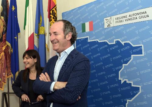 Debora Serracchiani (Presidente Regione Friuli Venezia Giulia) e Luca Zaia (Presidente Regione Veneto) nella sede della Regione Friuli Venezia Giulia - Trieste 23/05/2016