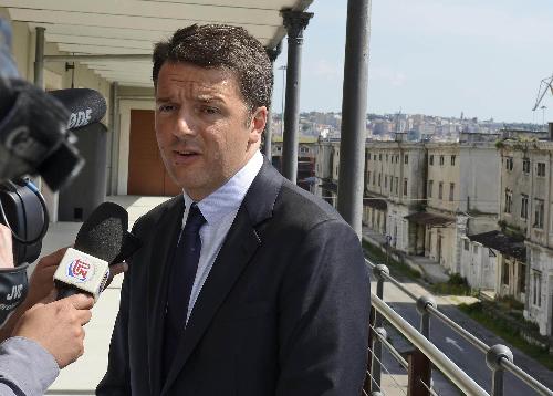 Matteo Renzi (Presidente Consiglio Ministri) a margine della firma del Protocollo d'intesa per la valorizzazione del Porto Vecchio di Trieste, nel Magazzino 26 - Trieste 28/05/2016