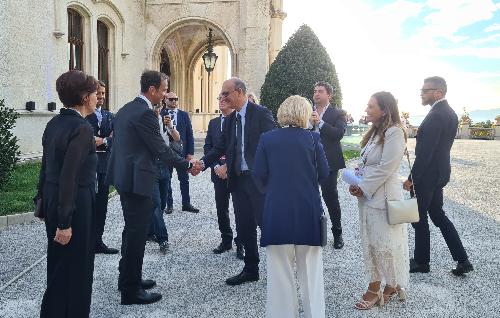 L'incontro tra il governatore Fedriga e il ministro Valditara alla cerimonia di apertura del G7 Istruzione al Castello di Miramare