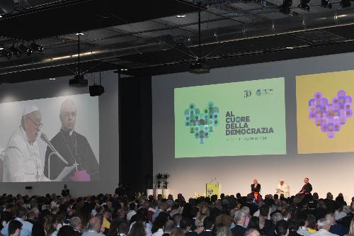 Il Papa durante la cinquantesima edizione delle Settimane sociali dei cattolici italiani