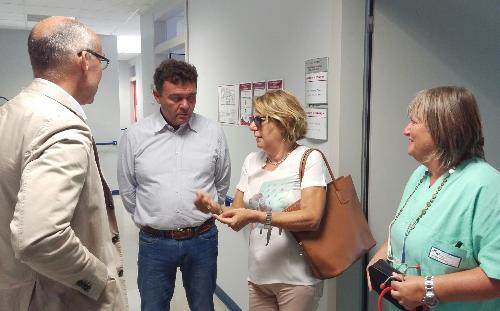 Giovanni Pilati (Direttore generale AAS n. 2), Agostino Maio (Capo Gabinetto Regione FVG) e Maria Sandra Telesca (Assessore regionale Salute) visitano il Distretto sanitario dell'Azienda per l'Assistenza Sanitaria (AAS) n. 2 Bassa Friulana - Isontina - Grado 29/08/2016