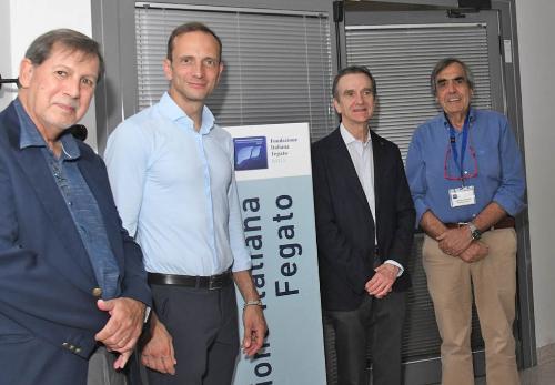 Il governatore Massimiliano Fedriga con i vertici della Fondazione italiana fegato.