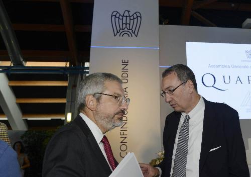 Furio Honsell (Sindaco Udine) e Sergio Bolzonello (Vicepresidente Regione FVG e assessore Attività produttive, Turismo e Cooperazione) all'Assemblea generale di Confindustria Udine - Torreano di Martignacco 19/09/2016