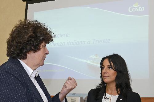 Loredana Panariti (Assessore regionale Lavoro e Formazione) e Silvia Cagnone (Employee Engagement director Costa Crociere) alla presentazione del Recruiting Day (Trieste 22 ottobre a bordo di Costa Mediterranea) - Trieste 28/09/2016