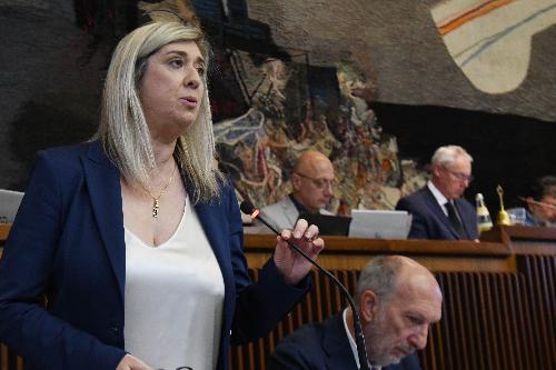 L'intervento in aula dell'assessore regionale alle Infrastrutture Cristina Amirante