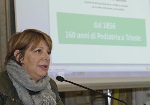 Maria Sandra Telesca (Assessore regionale Salute, Integrazione socio-sanitaria, Politiche sociali e Famiglia) all'incontro "Burlo 160: riflessioni sulla pediatria di ieri, oggi e domani", per il 160° compleanno dell'IRCCS Burlo Garofolo - Trieste 10/10/2016