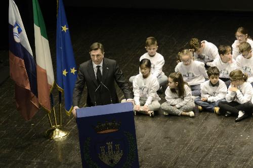 Borut Pahor (Presidente Repubblica Slovenia) alla celebrazione ufficiale "L'Europa luogo di superamento dei conflitti", al Teatro Verdi - Gorizia 26/10/2016